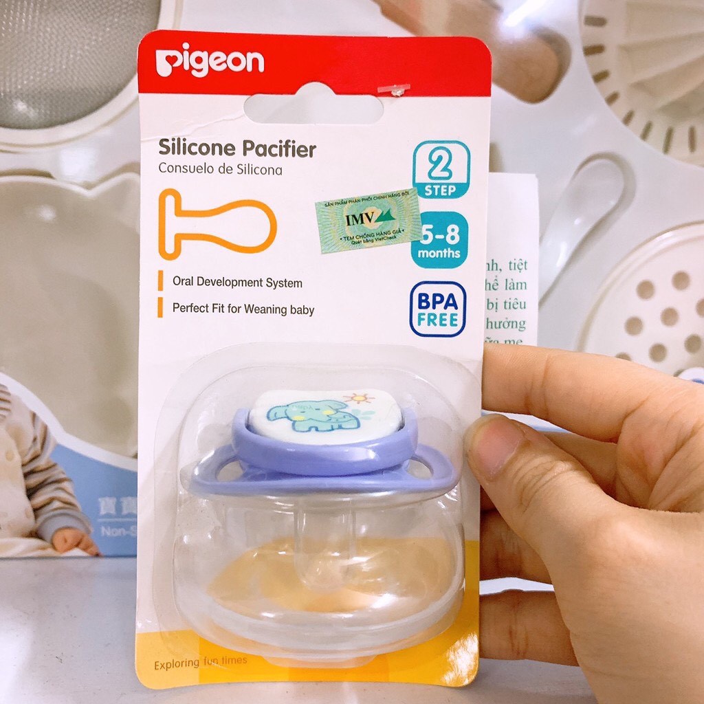 Ty Ngậm Cho Bé , Ty Ngậm Pigeon Silicon Mềm Có Nắp Đậy Step 1,2,3