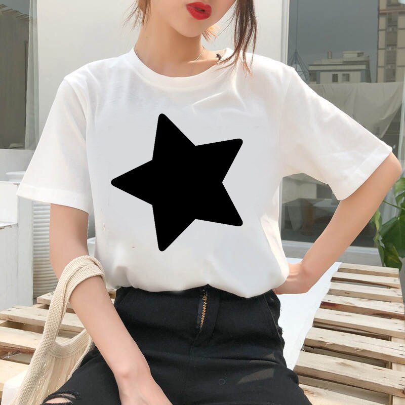 Women's T-shirt Geometric Graphic Print T-shirt Clothes White TShirt Harajuku Graphic T-shirt Fashion Landscape T-shirt Female