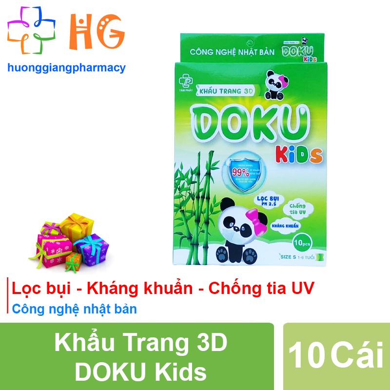 Khẩu trang 3D Doku Kids Khẩu trang 3d cho bé Tuổi từ 1 đến 6 Chống bụi Ngăn vi khuẩn Bảo vệ Hệ miễn dịch