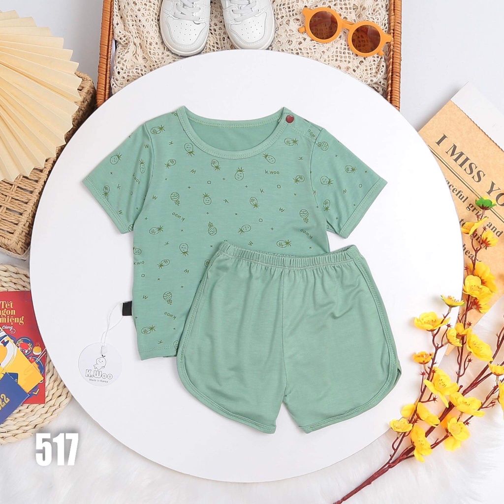 Bộ Ngắn K.WOO In Họa Tiết Siêu Đẹp, Bé Trai-Bé Gái, 7-19KG.