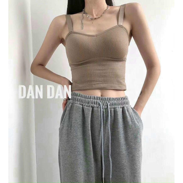 Áo bra 2 dây bản bự form dài kèm mút