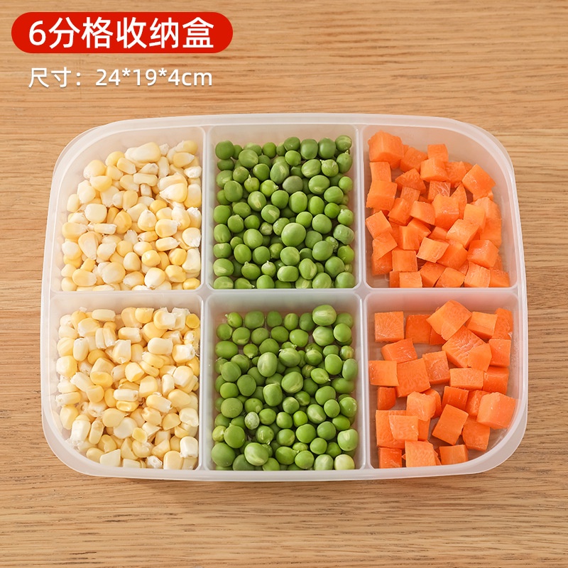 Hộp nhựa đựng thực phẩm chia ngăn để tủ lạnh có nắp Hộp để rau củ quả Khay đựng thức ăn bảo quản nguyên liệu tươi ngon
