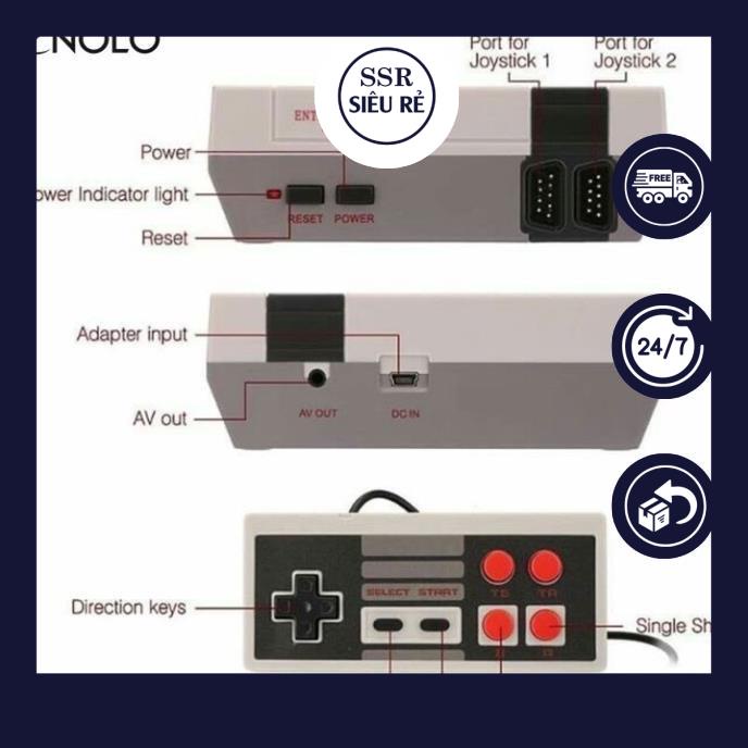 Máy Chơi Game Cổ Điển NES 8 Bit Có 620 Game Kèm 2 Tay Cầm Rời Dây AV Ra Tivi Và Adapter (PD177230)