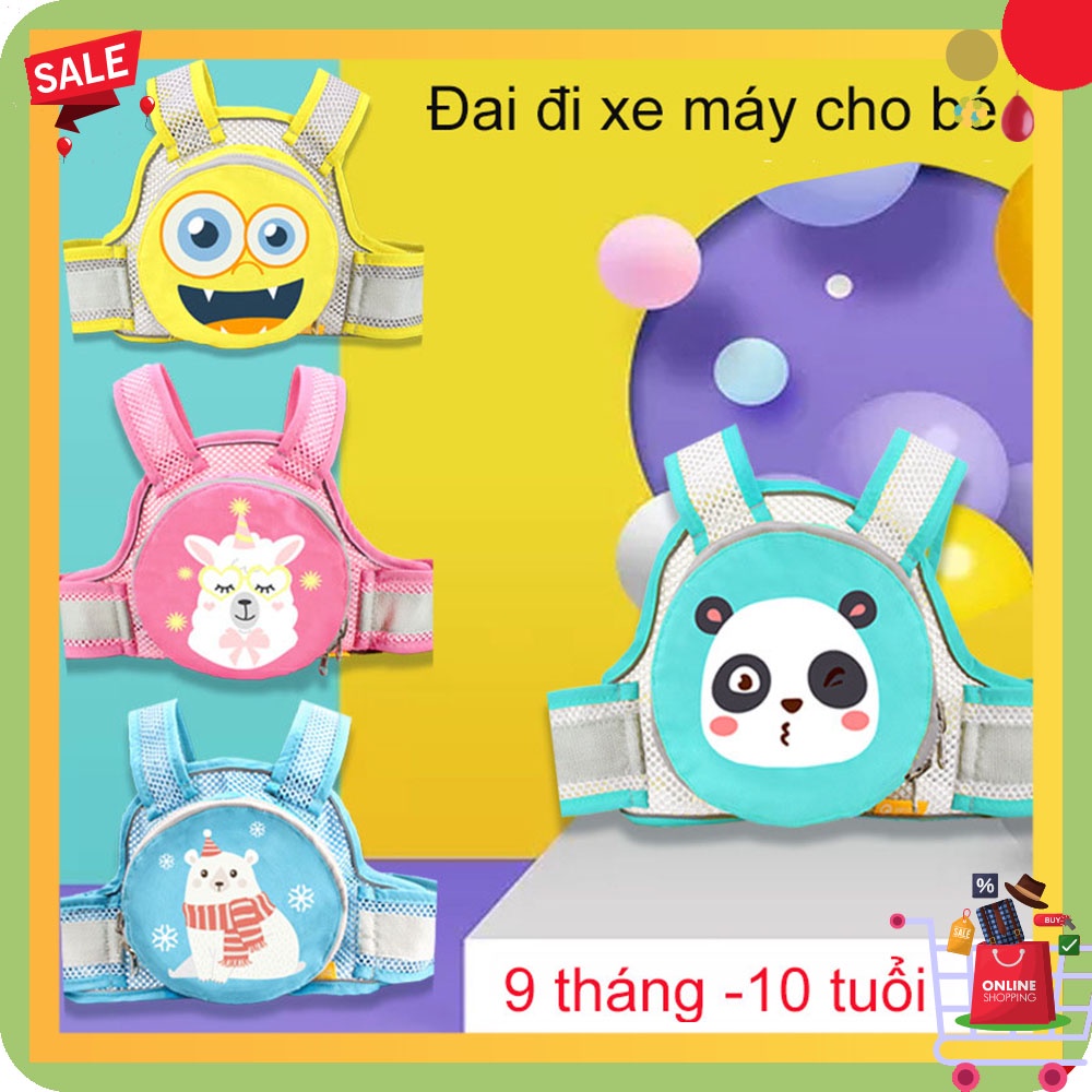 Đai An Toàn Xe Máy Trẻ Em Có Thể Điều Chỉnh Được Dây, Có Quai Đeo Vai Hình Thú Cho Bé, Bền Và Chắc Chắn