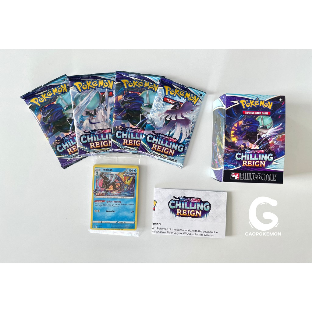 Hộp 4 gói thẻ bài Pokemon TCG - Sword & Shield: Chilling Reign - Build & Battle