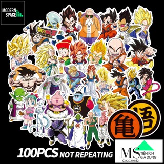 Sticker PVC Songoku Dragon Ball ST-010 - Cả bộ 100 Hình dán Chống nước 7 Viên ngọc rồng