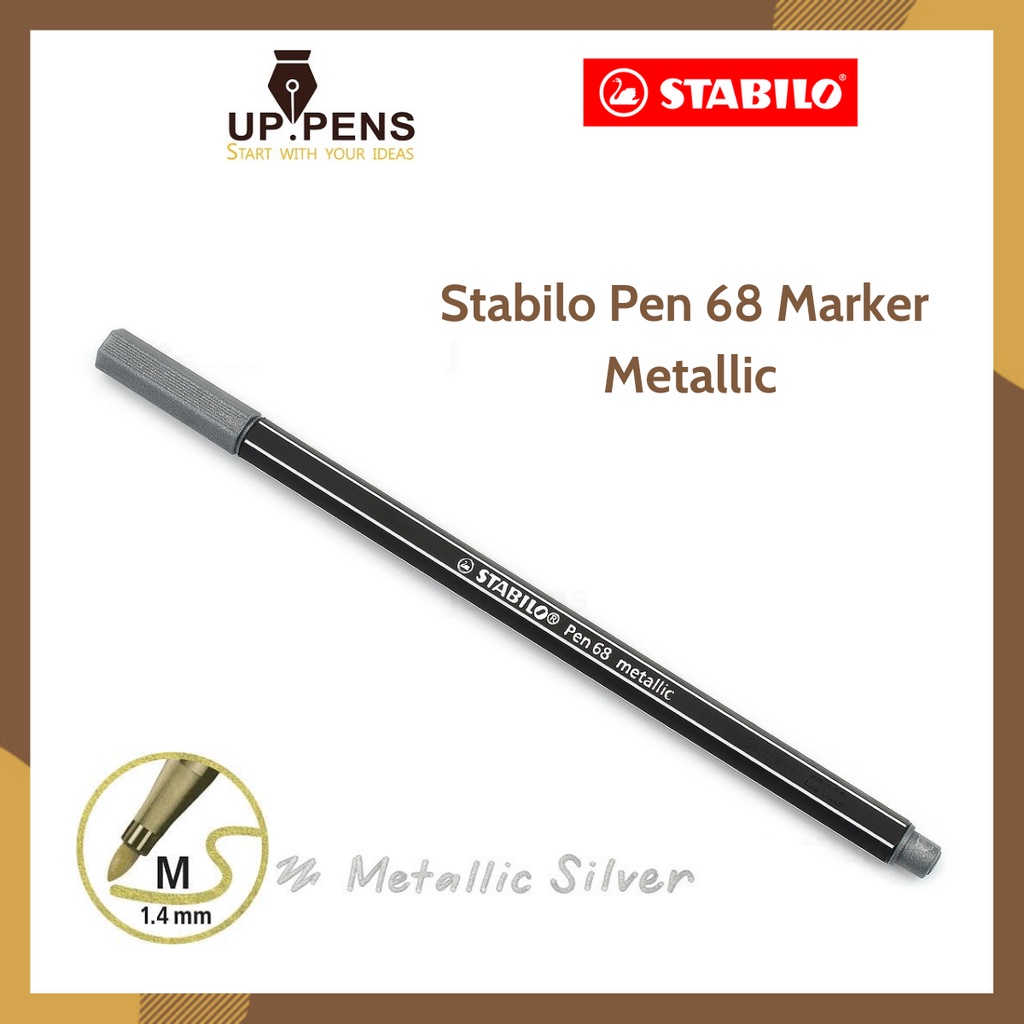 Bút lông nhũ Stabilo Pen 68 Metallic Marker – 1.4 mm – Màu bạc nhũ (Silver)