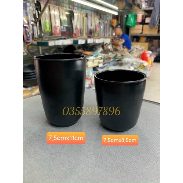 Cốc nhựa Melamine 100% siêu bền   | LY CỐC ĐEN NHÁM SIÊU BỀN - CHỊU LỰC - CHỊU NHIỆT