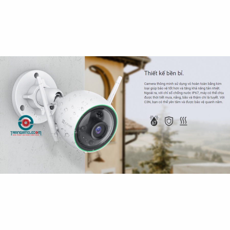 Camera ngoài trời Wifi tích hợp AI EZVIZ C3N , C3TN - TRANGIATELECOM