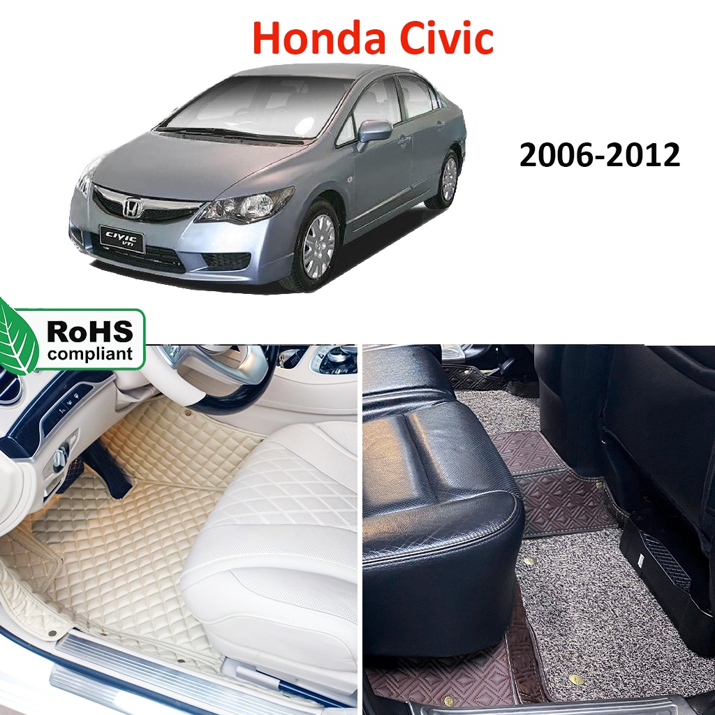 Thảm lót sàn 6D CAO CẤP Honda Civic 2006-2012 phủ kín sàn xe, cách âm, chống nước hiệu quả