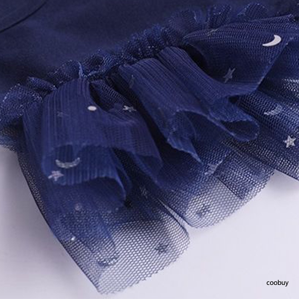 Đầm Công Chúa Tay Ngắn Phối Ren Lưới Màu Gradient Dễ Thương Cho Bé Gái