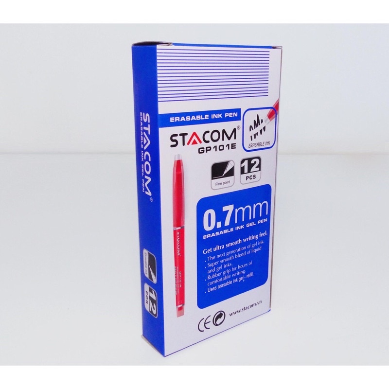 Bút Bi Gel Xoá Được 0.7mm GP101E STACOM - Mực Xanh | Bút Bi Gel Xoá Được GP101E