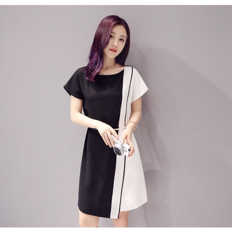 Váy nữ Quảng Châu, đầm nữ phối đen trắng cá tính
