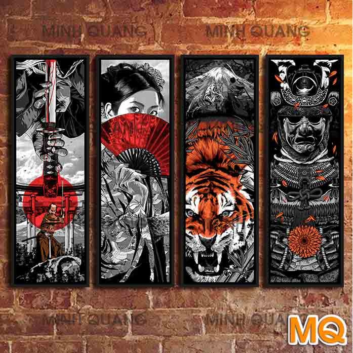 Tranh Trang Trí Quán Cà Phê Tattoo Xăm Barbershop Nhà Hàng Khổ 20x60cm Có Khung Nổi