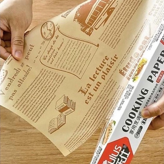Giấy Nến Thấm Dầu, Nướng Bánh Cho Nồi Chiên Không Dầu An Toàn Vệ Sinh Hình Tờ Báo Phong Cách Vintage