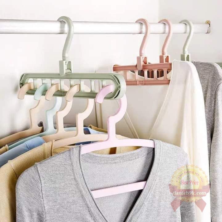 Móc treo quần áo đa năng 9 lỗ - thanh treo cà vạt tất đồ sơ sinh