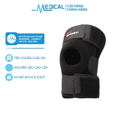 Bó gối đai dán có nẹp Neoprene - Compact UNITED MEDICARE F16 màu đen - MEDICAL