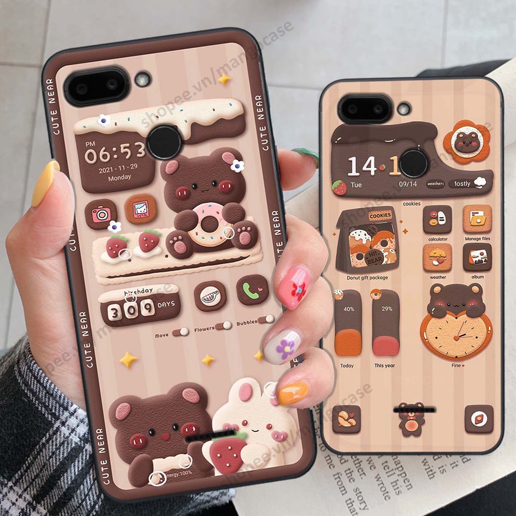 Ốp lưng Xiaomi Redmi 6 hình gấu, thỏ, đồng hồ cute dễ thương