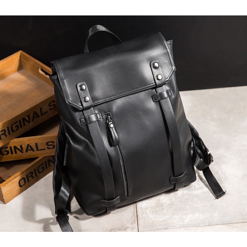 Balo Da Đen Trơn Nam Nữ Unisex Holmes Phong Cách Trẻ Trung Năng Động Size Lap 15,6 Inch