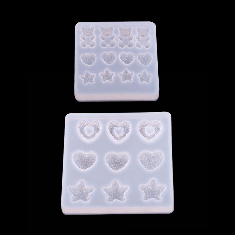 Khuôn Làm Kẹp Tóc Epoxy Hình Chú Gấu / Ngôi Sao / Trái Tim Hoạt Hình Sáng Tạo DIY