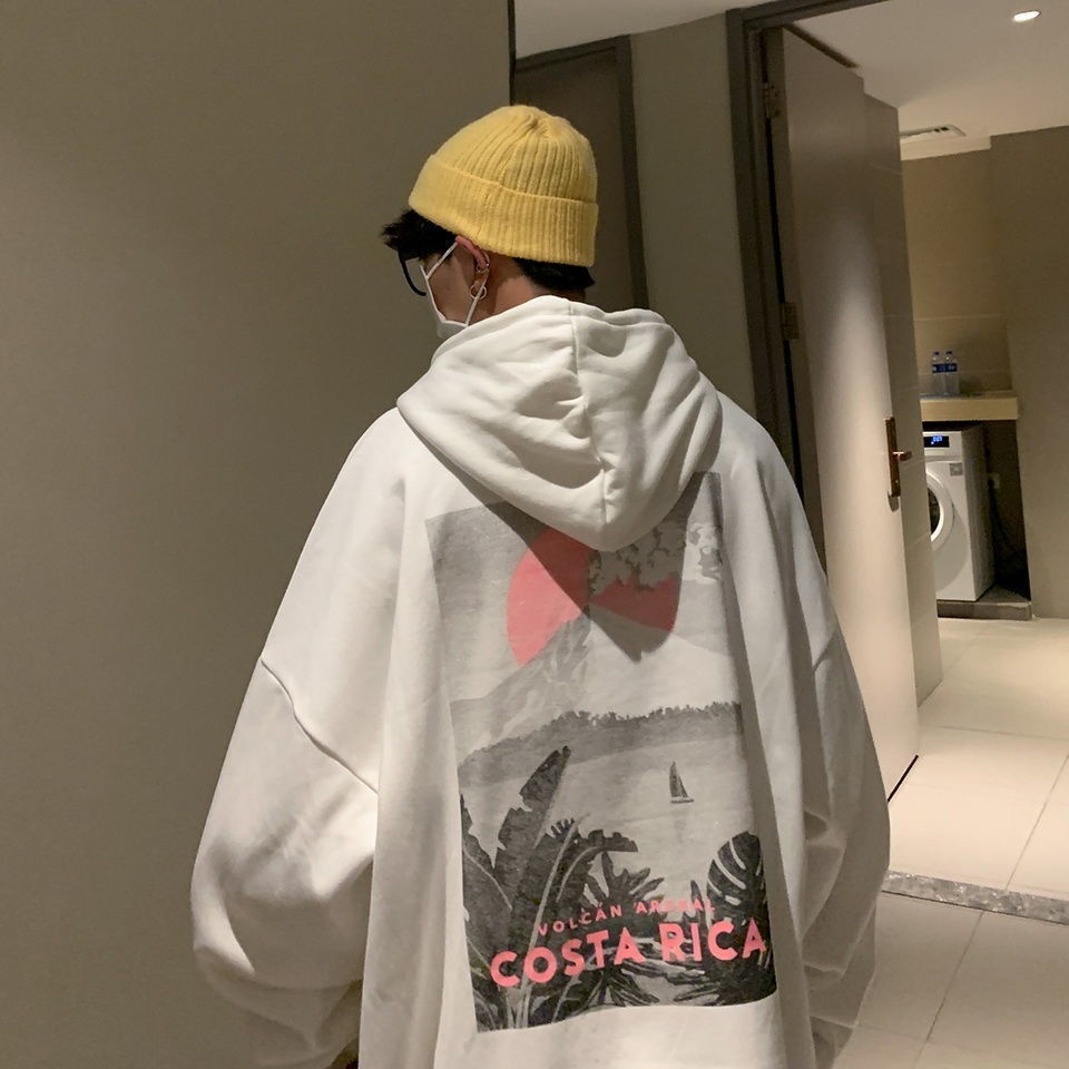 Áo Hoodie Dáng Rộng In Họa Tiết Thời Trang Thu Đông Hàn Quốc Mới Cho Nam