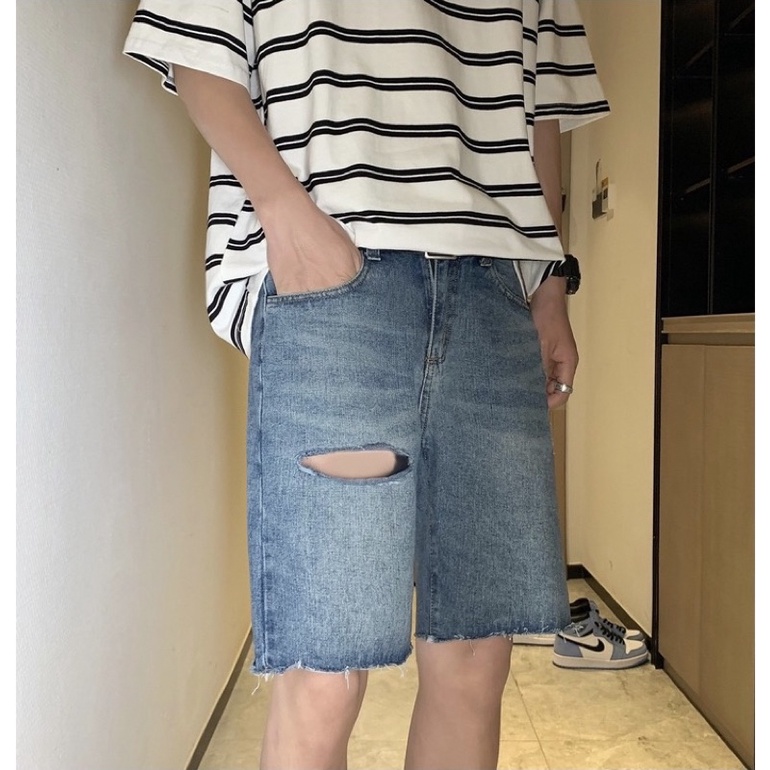 QUẦN SHORT JEANS RÁCH ĐÙI FORM UNISEX NAM NỮ (kèm ảnh thật)
