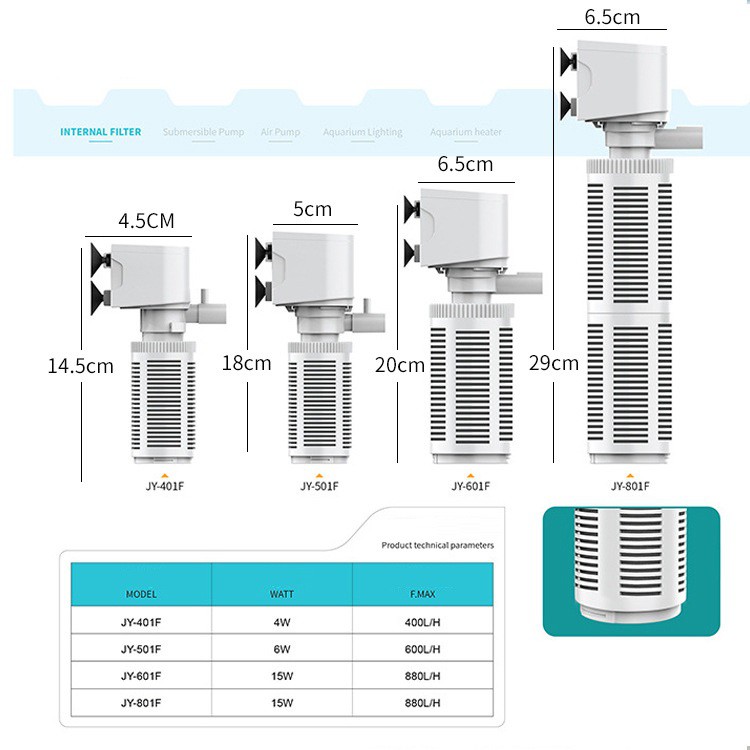 Máy bơm lọc oxy bể cá 3 trong 1 JY tròn