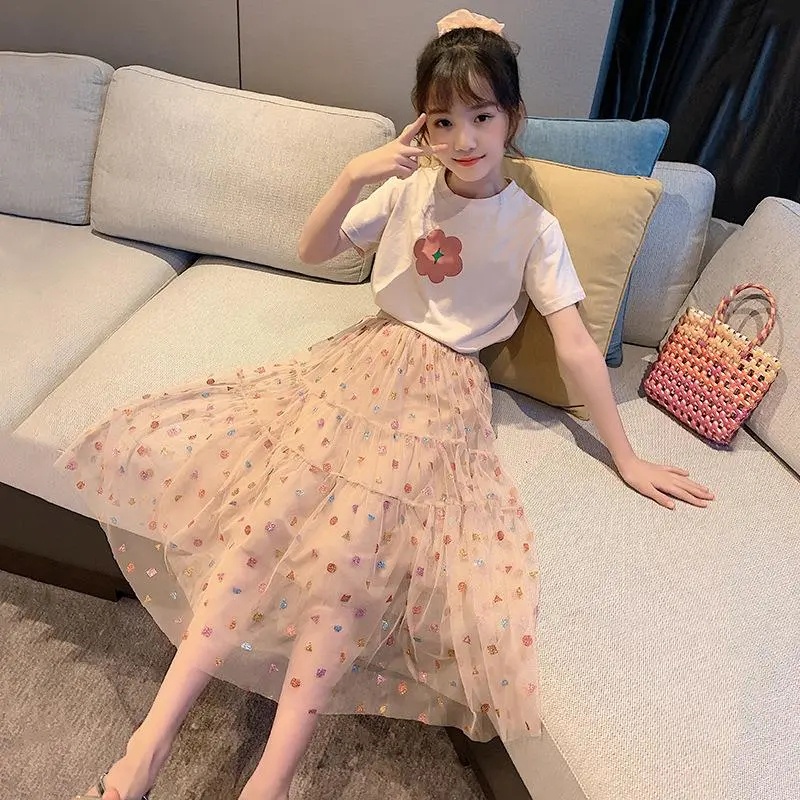 [Hàng Có Sẵn] Angugu Set 2 Món Áo Thun + Chân Váy Hàn Quốc Chất Lượng Cao Cho Bé Gái 3-4 - 2022 Mới
