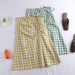 [ORDER] Chân váy midi caro rút dây hông V104