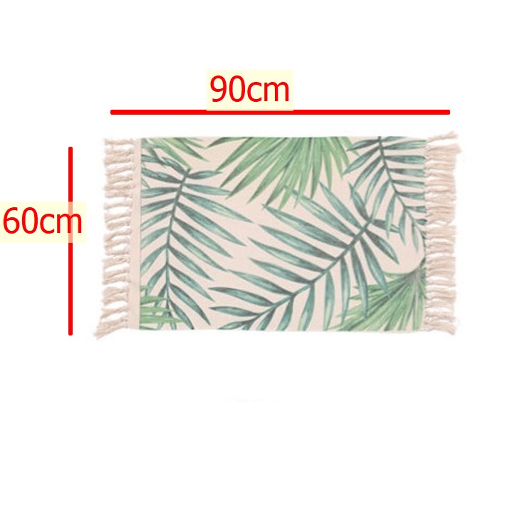 Thảm trải sàn, Thảm lau chân decor phòng họa tiết thổ cẩm kích thước 60x90cm trang trí