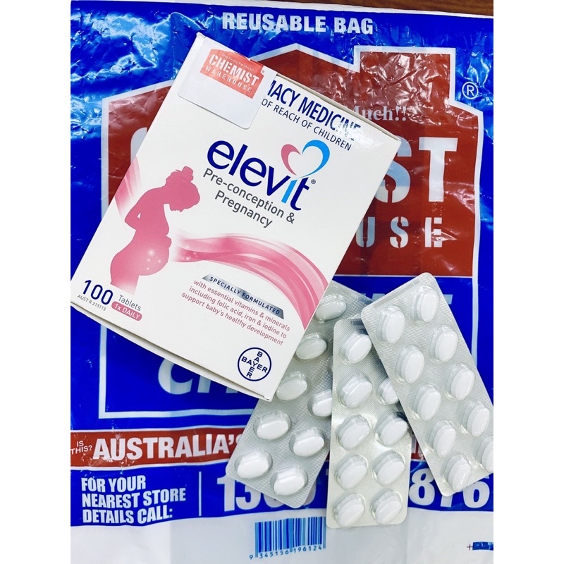  Tách LẺ VỈ ELEVIT BẦU ÚC cho mẹ Bầu (vỉ 10 viên) mẫu mới Date 2024