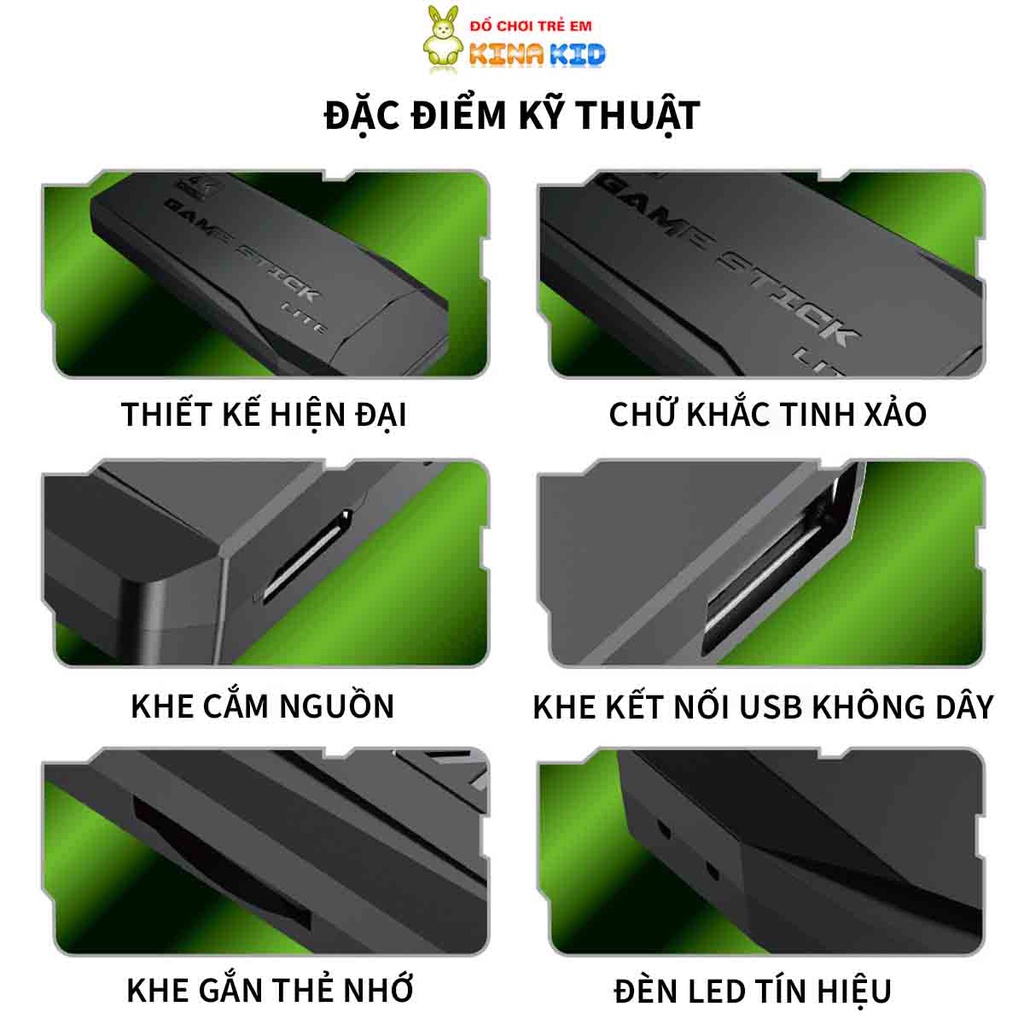 Máy Chơi Game Stick 4K M8, Tay Cầm Không Dây 2.4G, Kết Nối Tivi, Cổng HDMI, Cài Sẵn 10484 Trò Chơi
