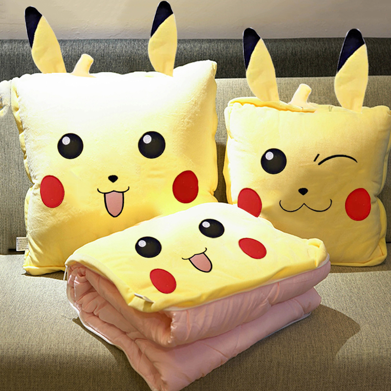 Bộ Chăn Gối 3 Trong 1 Đa Năng Hình Pikachu Xinh Xắn Thẻ