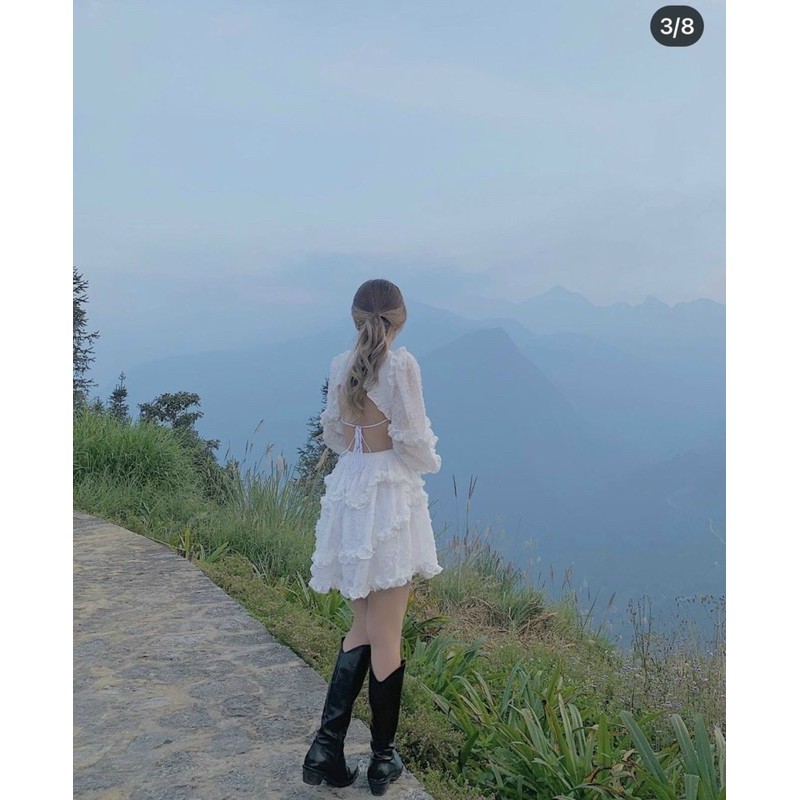 ĐẦM TRẮNG XOÈ TAY DÀI HỞ LƯNG 💐 | BigBuy360 - bigbuy360.vn