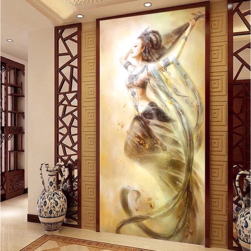 Tranh thêu chữ thập cô tiên, tranh thêu kín 100% kích thước 121x71
