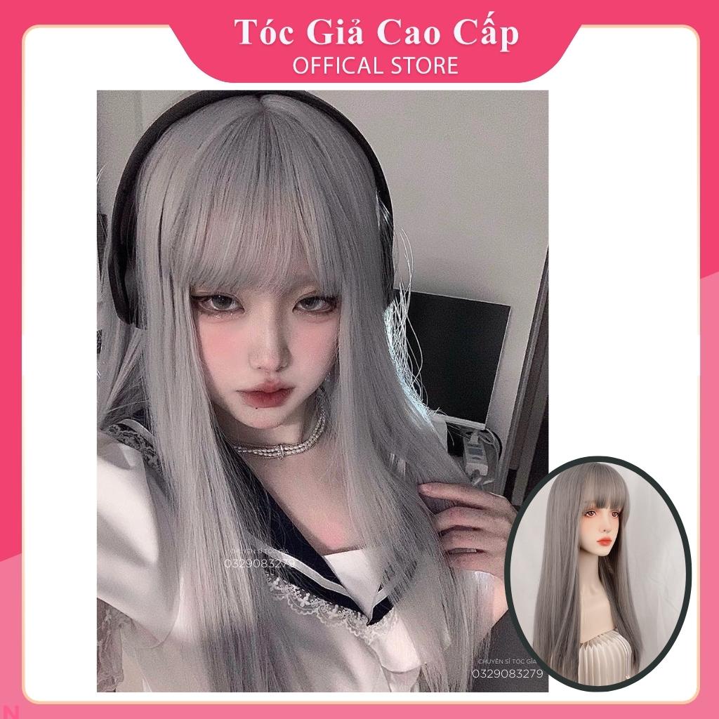 Tóc giả nữ đẹp nguyên đầu thẳng 60cm- tơ cao cấp- tặng kèm lưới, z7007.