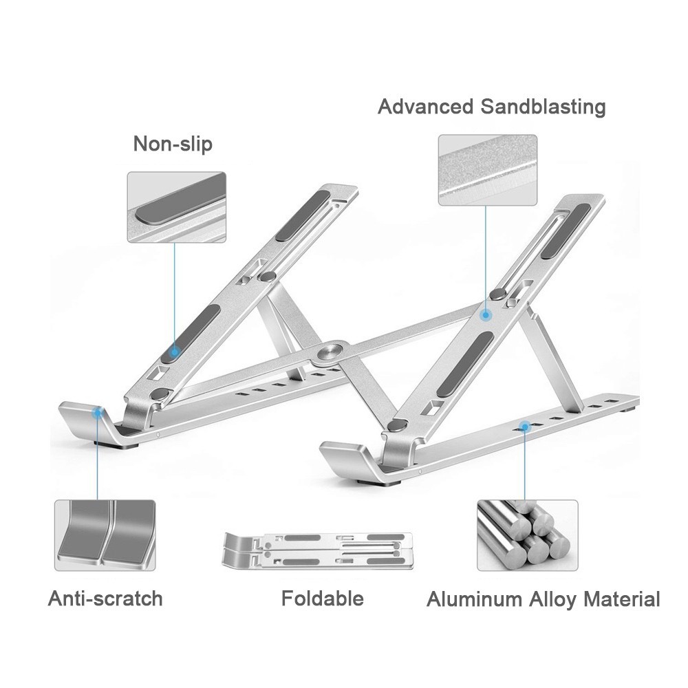 Giá đỡ LAPTOP, MACBOOK, IPAD bằng nhôm có thể điều chỉnh được độ cao, đế tản nhiệt laptop, đế kê laptop nhôm