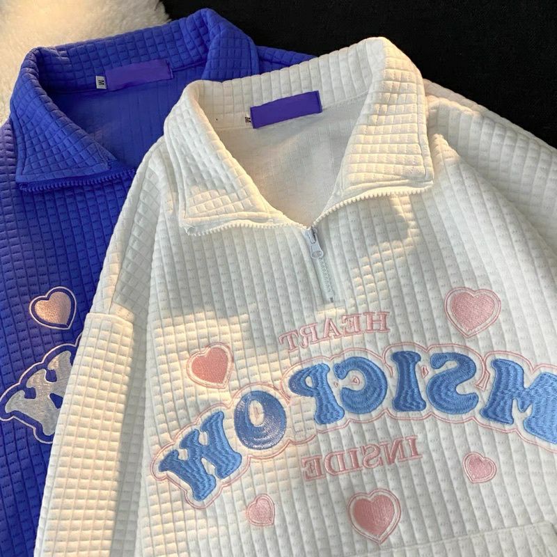 Áo sweater khóa kéo Msicrow thêu chữ 🌌