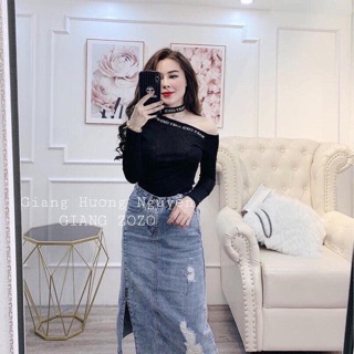 Combo áo lệch vai với áo tay bồng tắng