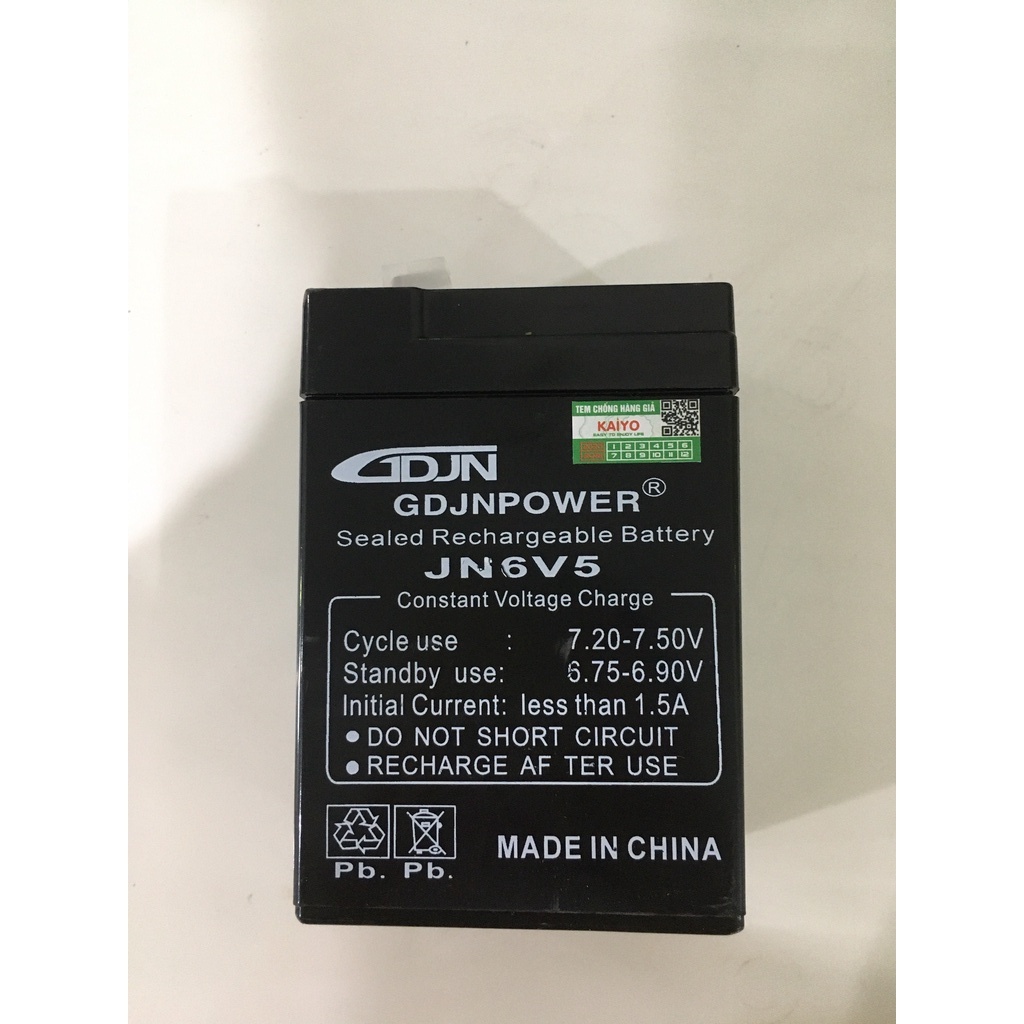 Ắc quy kaiyo 6V / 5Ah - Chuyên dùng cho Đèn sạc, Quạt sạc , xe đồ chơi trẻ em