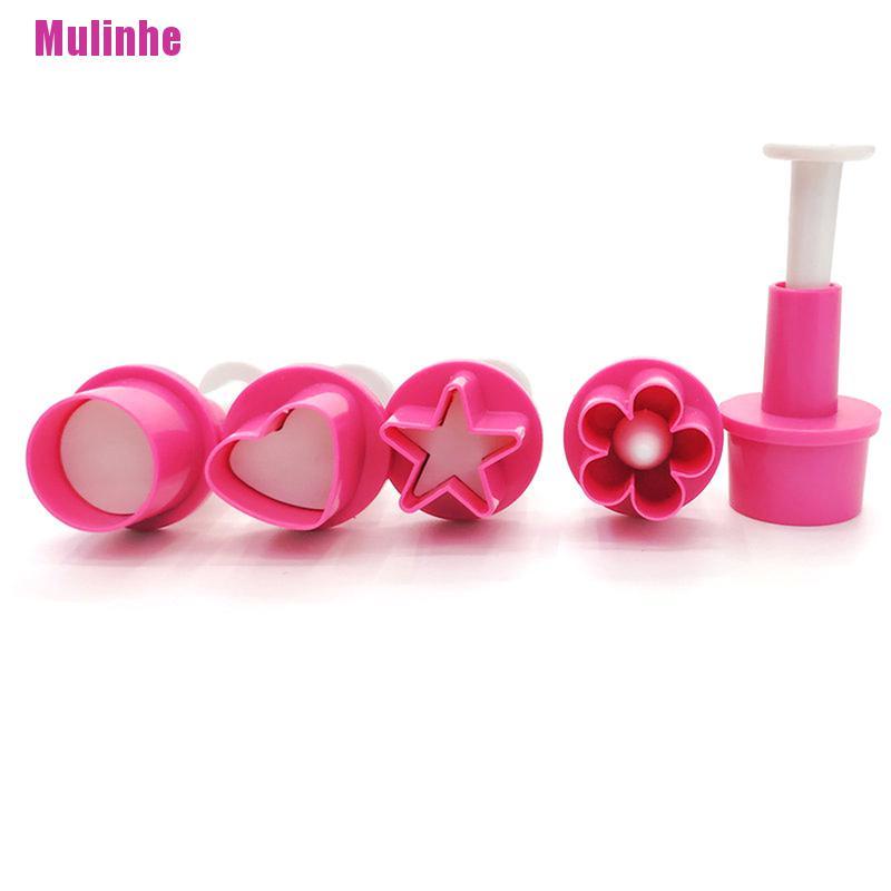 Bộ 5 Khuôn Cắt Bánh Quy Hình Ngôi Sao / Trái Tim / Nút Áo / Hoa Mận