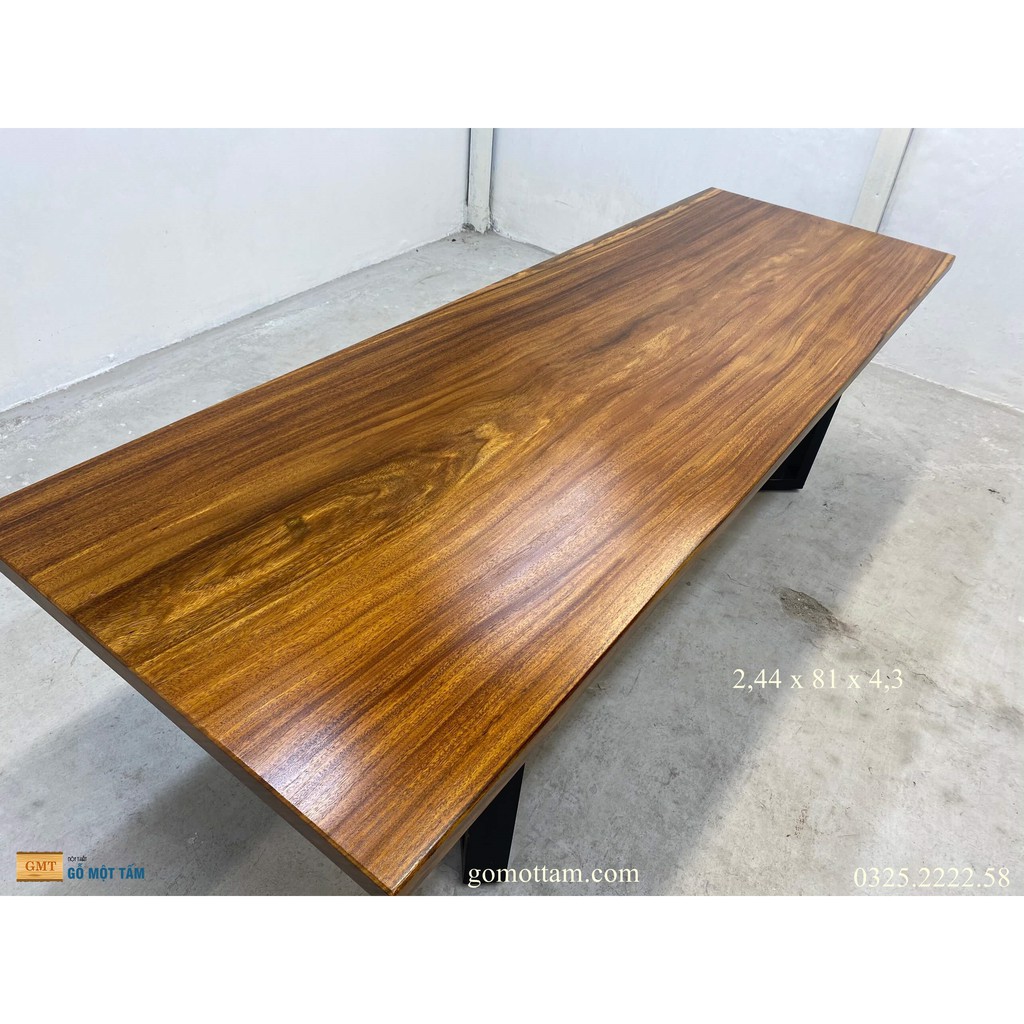 [ Giá tốt ] Bàn họp gỗ tự nhiên nguyên tấm 12 - 14 ghế dài 2,44m x 81 x 4,3