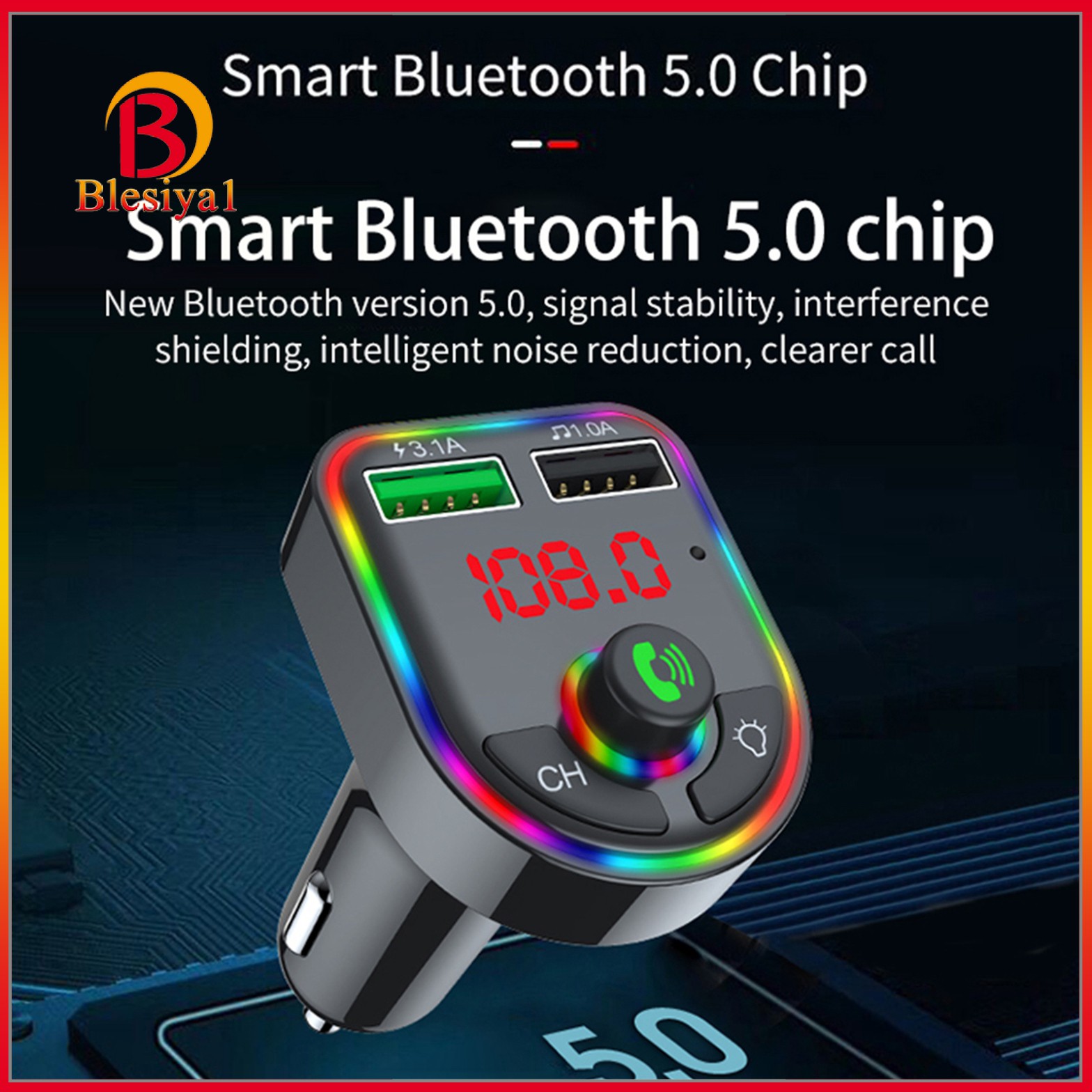 Máy Phát Fm Kết Nối Bluetooth V5.0 Cho Xe Hơi