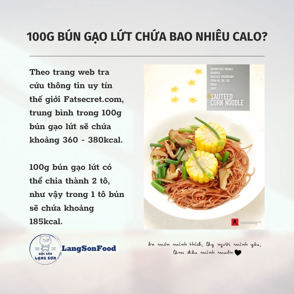 Bún Gạo Lứt Giảm Cân Eat Clean Ăn Kiêng LangSonFood Làm Từ 100% Gạo Lứt Gói 500g