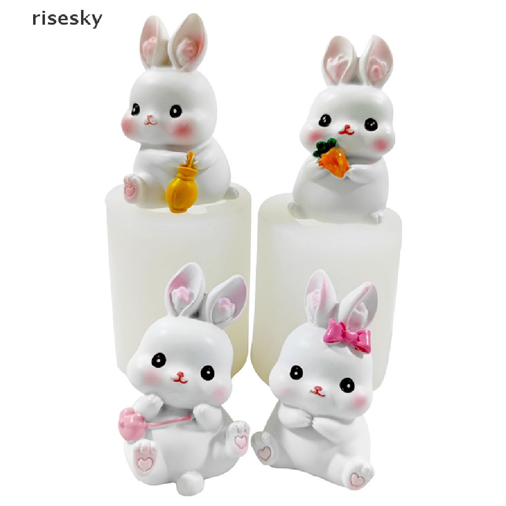 Khuôn Silicone Làm Bánh / Xà Phòng Hình Thỏ 3D DIY ♨Trên đó
