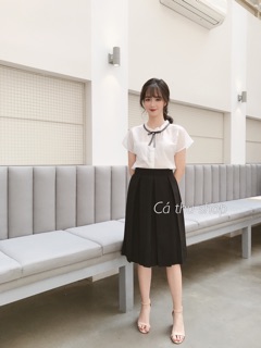 Áo tơ cổ bèo nơ