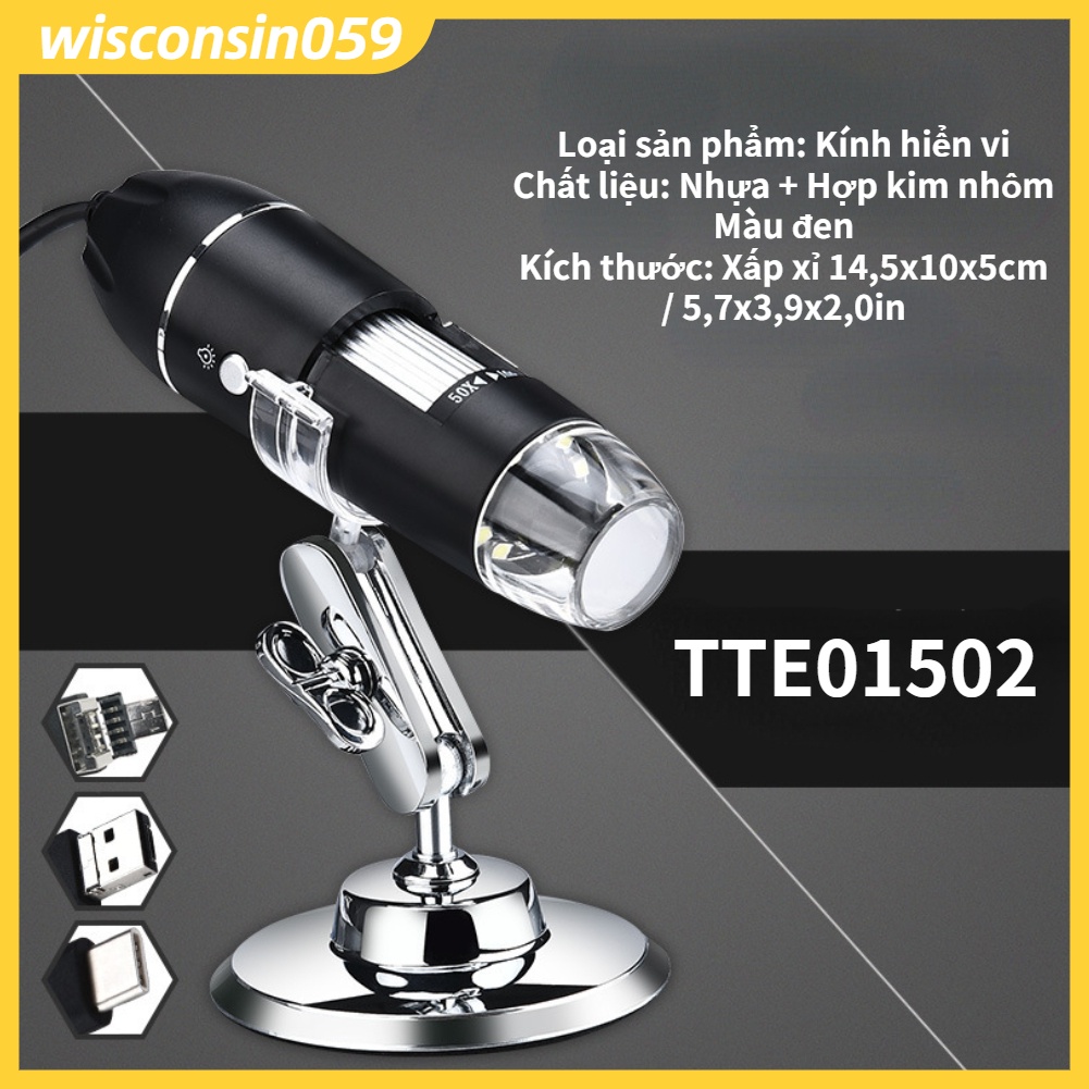[Hàng Sẵn] Kính hiển vi cầm tay kỹ thuật số TTE01502 1000X HD Đánh giá bảo trì công nghiệp Kính hiển vi điện tử USB 【Wisconsin059】