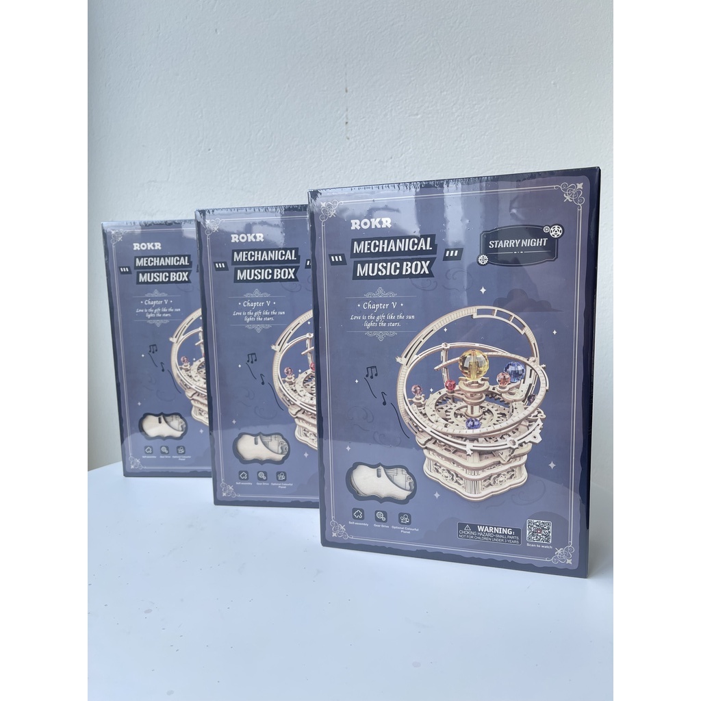 Đồ chơi gỗ thông minh trẻ em, Hộp Nhạc Gỗ Lắp Ráp Mô Hình 3D DIY Hệ mặt trời Starry Night Orrery Quà tặng sinh nhật...