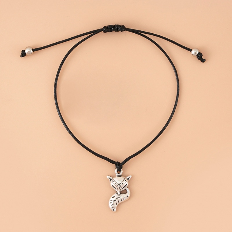 Vòng Tay Dây Sáp Bện Mặt Hình Cáo Dễ Thương Có Thể Điều Chỉnh Cho Nữ