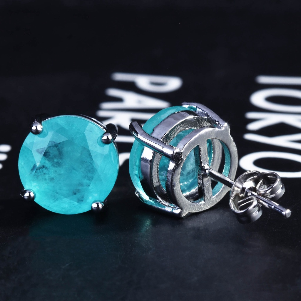 Hàng Mới Về Khuyên Tai Paraiba 5 Karat Trang Sức Cá Tính Cho Nữ-JHS4-E